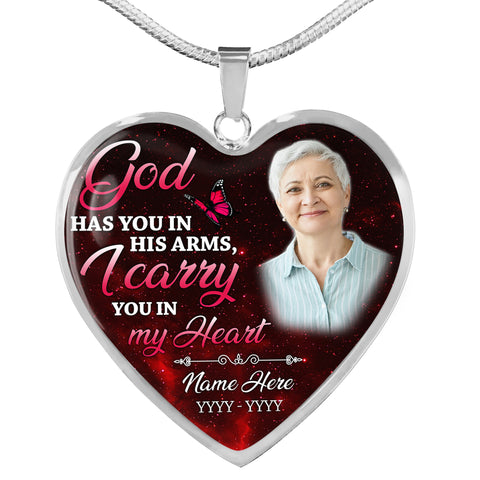 Custom rememberance memorial necklace for loss| God has you in his Arms| Memory jewelry gift NNT22