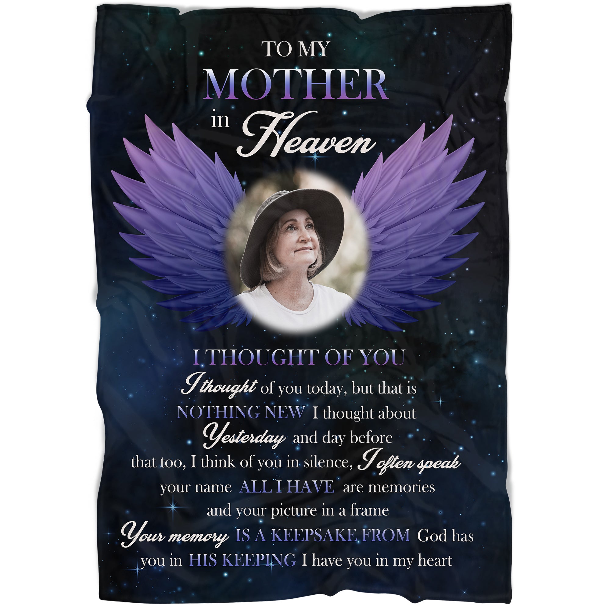 Personalized mom sympathy blanket, Remembrance gift for loss of angel mother, memorial gift BNT03