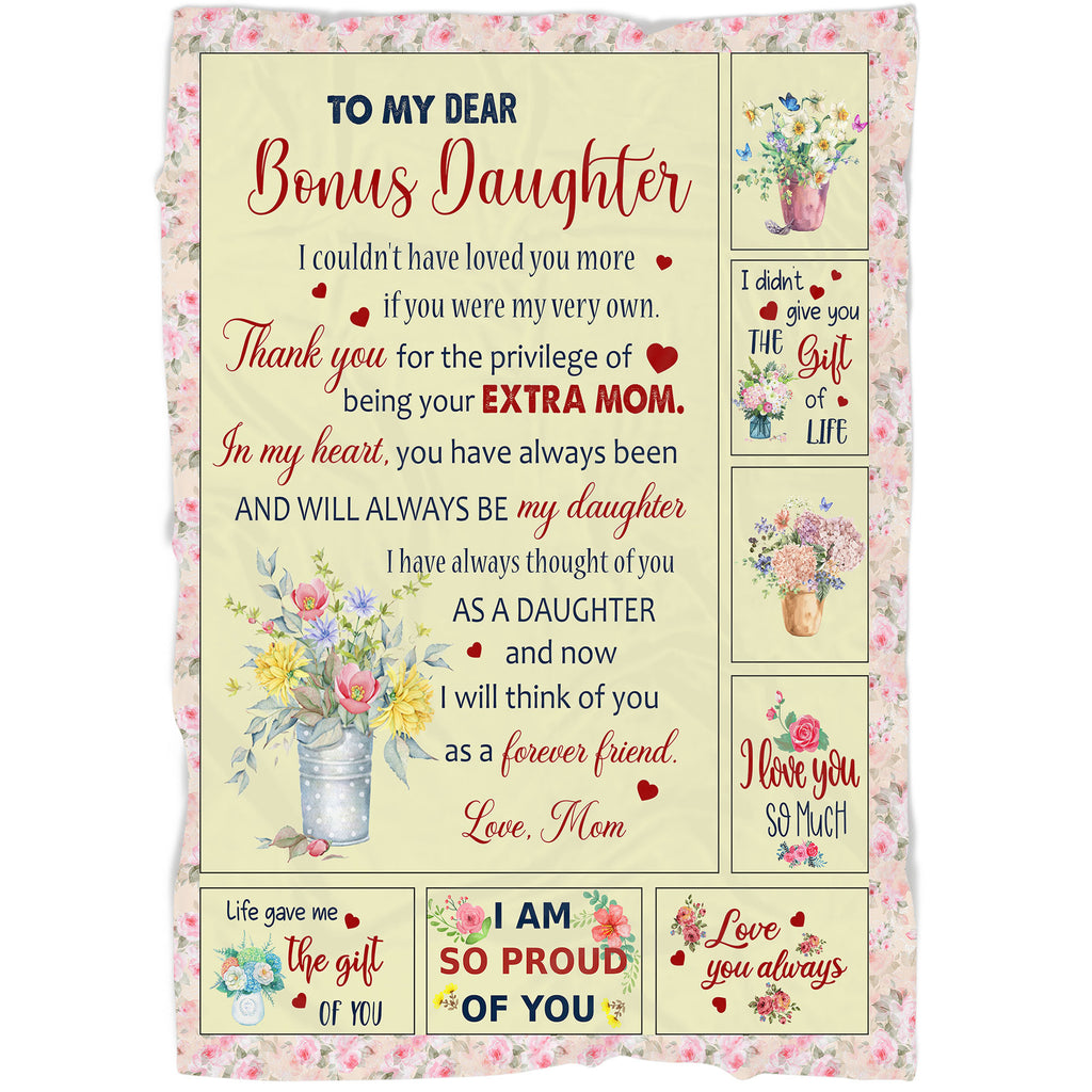 Letter To My Bonus Mom, Personalized Bonus Mom Blanket, Gifts for