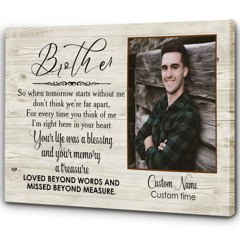 Brother Remembrance| Personalized Memorial Canvas| Brother Memorial Canvas, Memorial Gift for Loss of Brother| Sympathy, Bereavement Gift, Brother in Memory| T1069