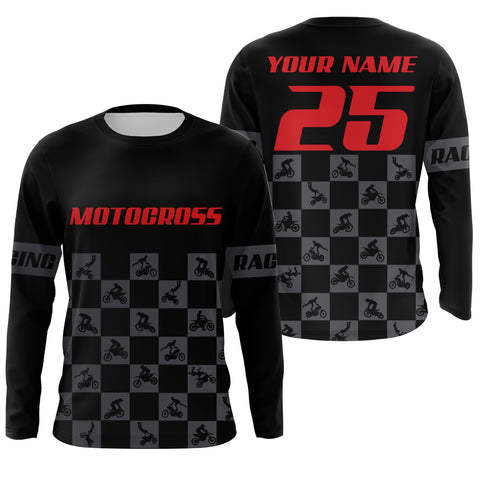 Custom motocross jersey UPF30+ kids men women dirt bike MX racing flag pattern motorcycle off-road NMS1025