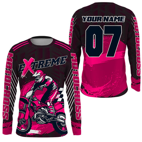 Adult&youth pink Motocross jersey UPF30+ extreme dirt bike racing off-road motorcycle shirt PDT293