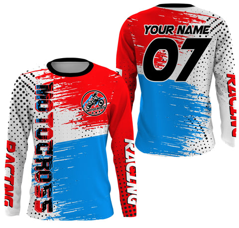 Custom Motocross UPF30+ jersey extreme men women kid red MotoX youth biker racing off-road shirt PDT71