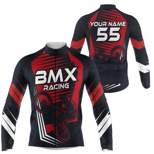 BMX Cycling Jersey - Bicycle motocross BMX racing gear with 3 pockets full zip bike shirt for Men| SLC140