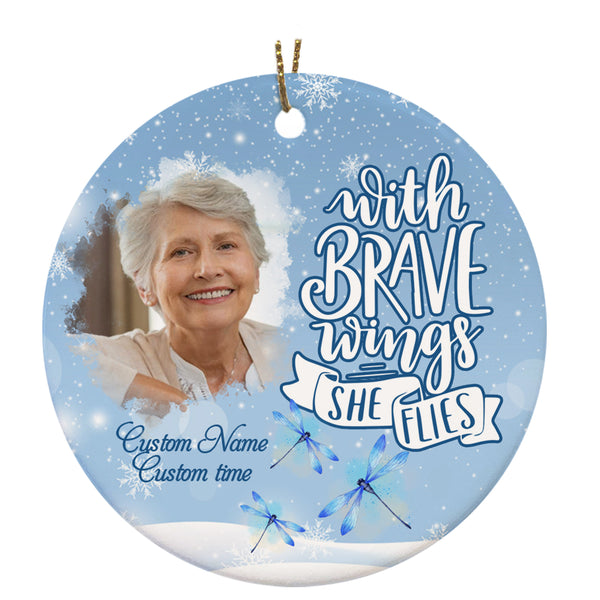 Memorial Ornament, Brave wings Remembrance Ornament, Sympathy Gift for loss of loved one - OVT17