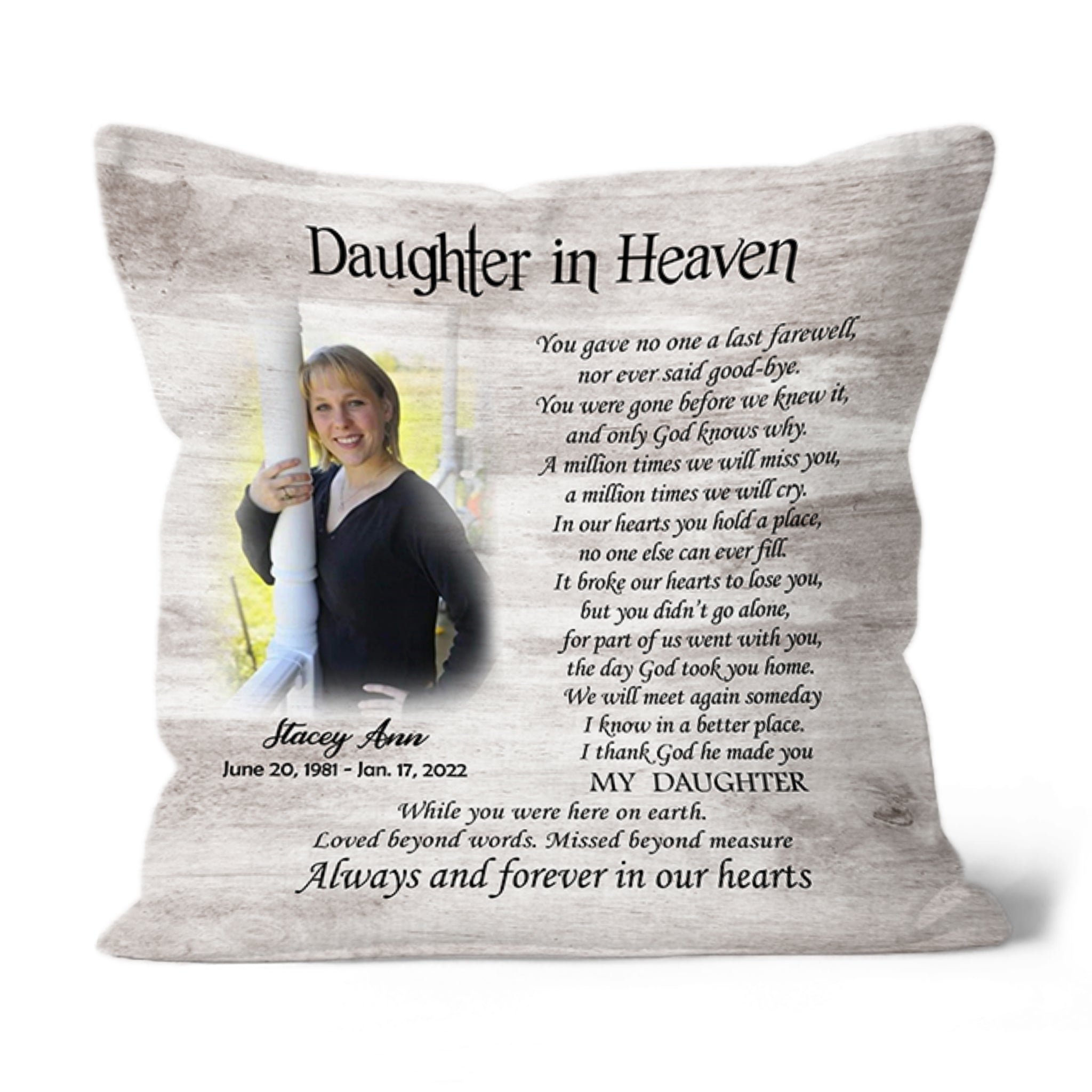 Daughter Memorial Personalized Pillow| Sympathy Gift for Loss of Daughter, Daughter Remembrance| JPL50