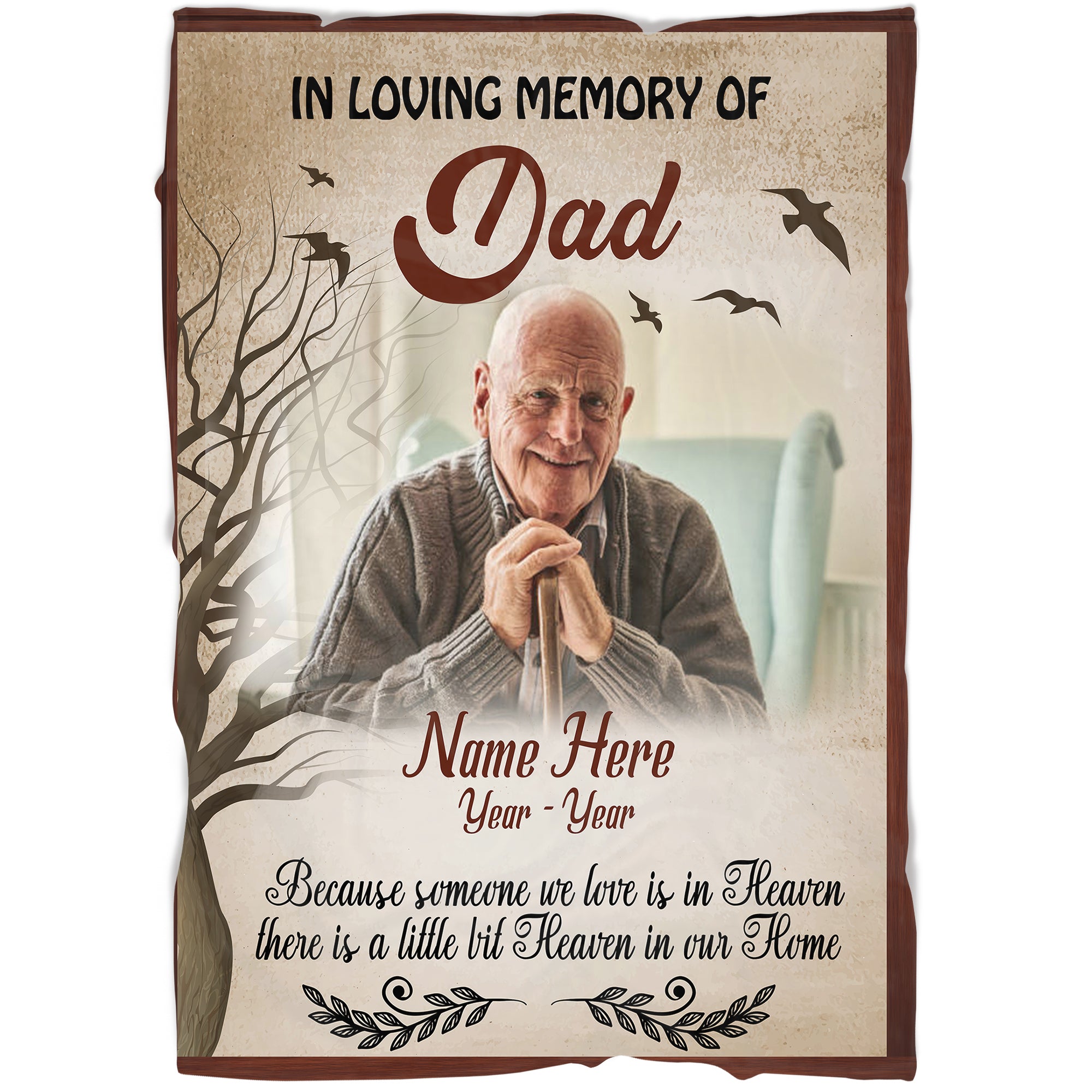 Dad Memorial Blanket, Personalized In Loving Memory