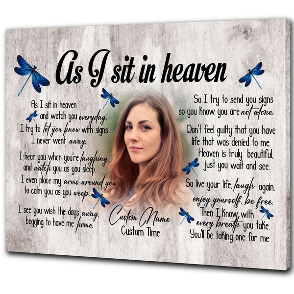 Personalized Memorial Gifts for Loss of Loved one, Sympathy Gift for Loss of Sister Daughter - As I Sit In Heaven - VTQ132