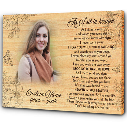 As I sit in heaven sympathy gift for loss of loved one, Memorial canvas/premium poster - VTQ170