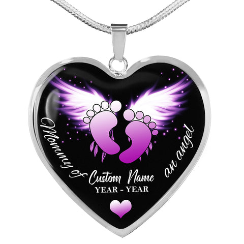 Customized Baby footprints memorial necklace - Baby in Heaven, Miscarriage jewelry, Infant loss gift NNT44