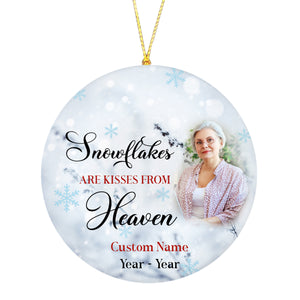 Personalized Memorial Ornament - Kisses from Heaven, Christmas Remembrance Home Decor, Memorial Gift for Loss of A Loved One| NOM98