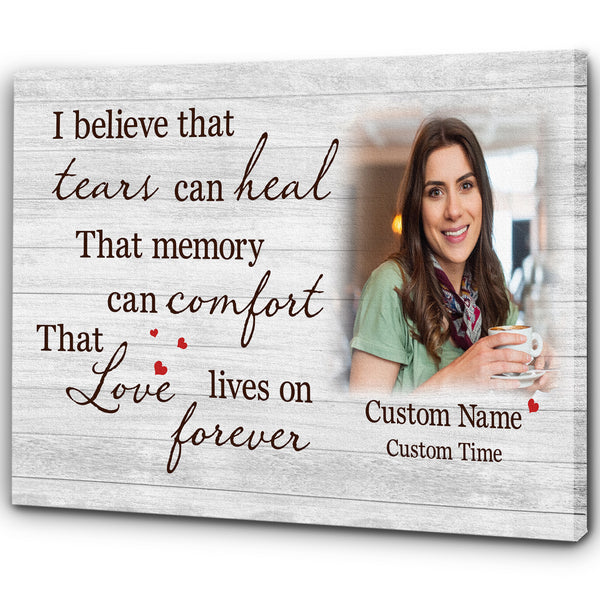 Personalized Memorial Gifts for Loss of Loved one Sympathy Canvas for Loss of Sister Love Lives Forever VTQ49