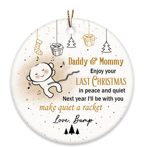 New Baby Christmas Ornament - Cute Ornament Gift for Dad to Be, Expecting Mother on Christmas Baby Reveal Pregnancy Announcement| NOM138