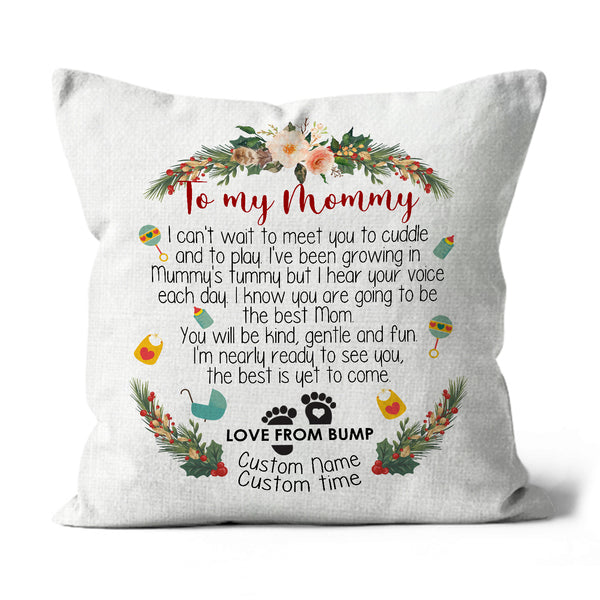 1st Time Mother| Mommy Can't Wait Meet You Custom Pillow| Mom To Be New Mom First Mother's Day Gift| JPL23