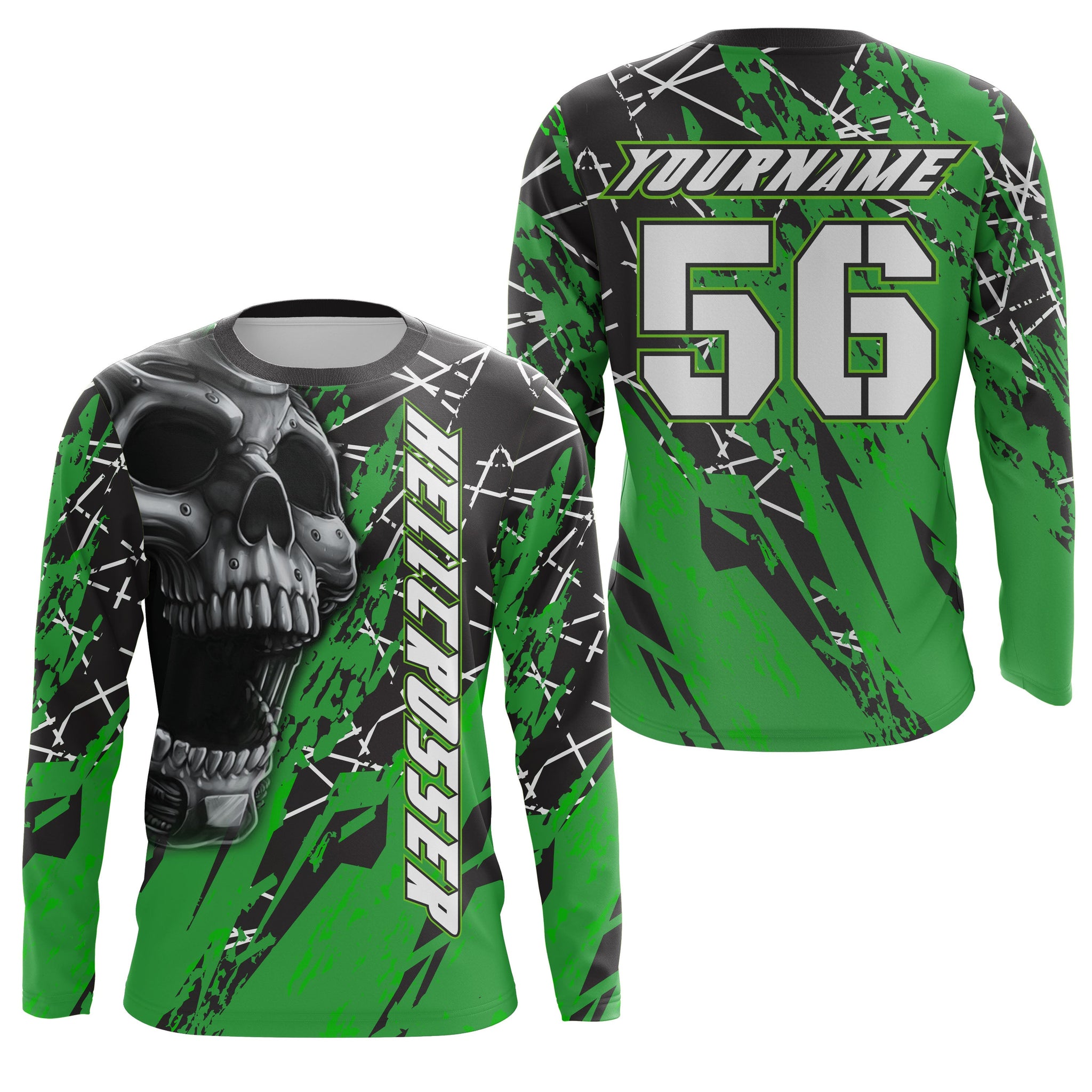 Hell Crosser skull motorcycle personalized jersey UPF30+ motocross dirt bike racing long sleeves NMS1053