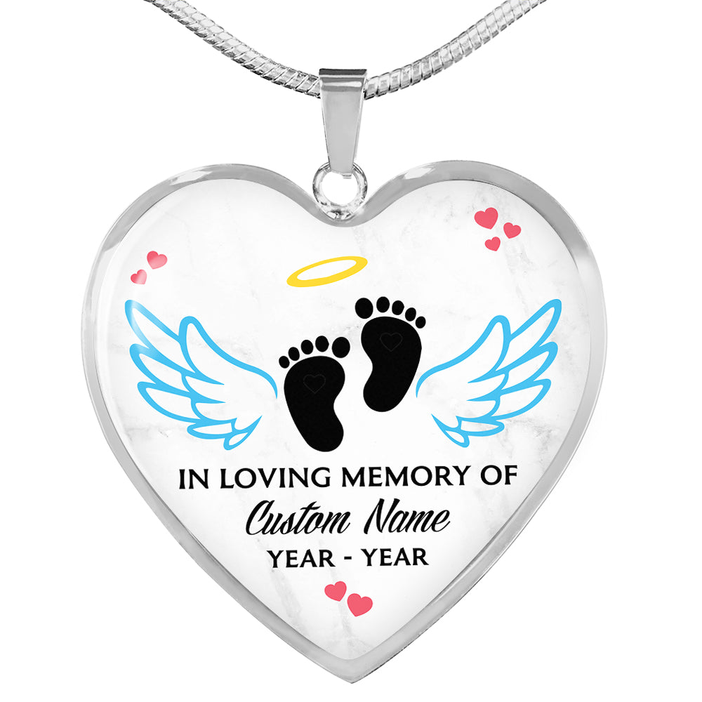 Custom infant memorial necklace - Baby footprints Remembrance jewelry, Miscarriage loss gift for Mom NNT41