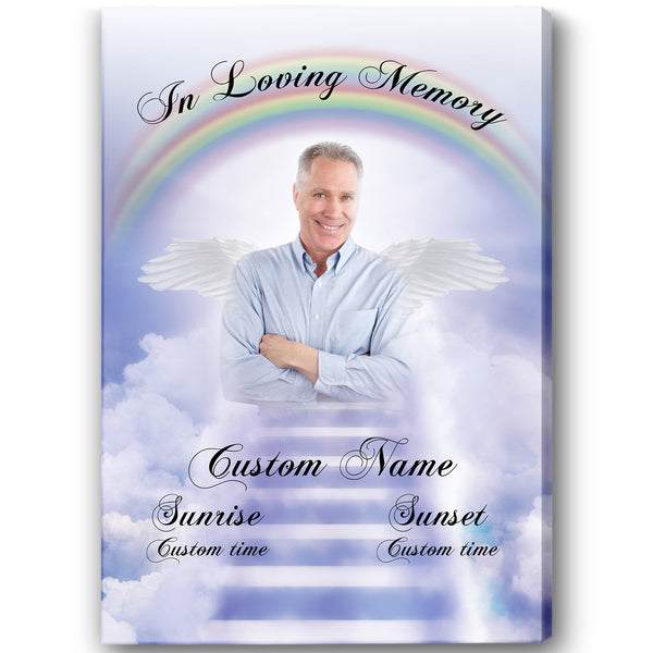 Personalized Memorial Canvas - In Loving Memory Stairway to Heaven Wall Art| Custom Photo Remembrance Keepsake, Memorial Sympathy Gift for Loss of Loved One| N2361