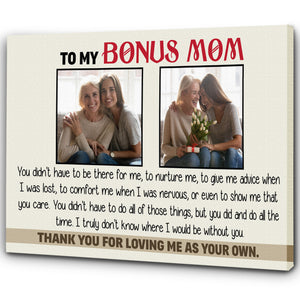 Bonus Mom Canvas| Custom Mom Photo Collage Canvas To My Bonus Mom Gift for Step Mom Stepmother| JC842