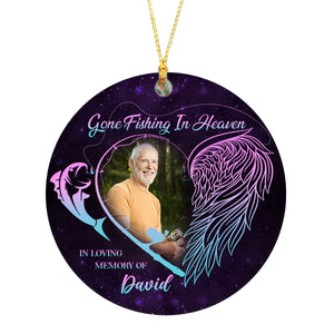 Personalized Memorial Ornament | Gone Fishing in Heaven Ornament - Christmas Sympathy Gift for Loss Dad, Loss Father | Remembrance Ornament | Bereavement Gift AP330