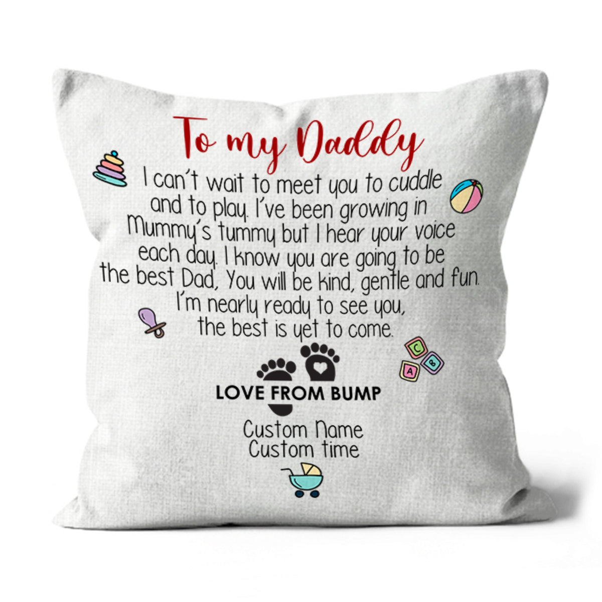 Custom New Dad Pillow| Can't Wait To Meet You| First Father's Day Gift for Husband 1st Time Dad To Be| JPL65