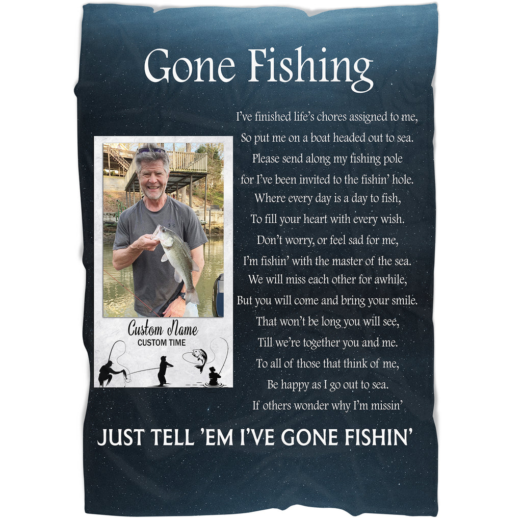 Fishing Memorial Blanket Gone Fishing in Heaven Custom Fishing Memori –  Myfihu