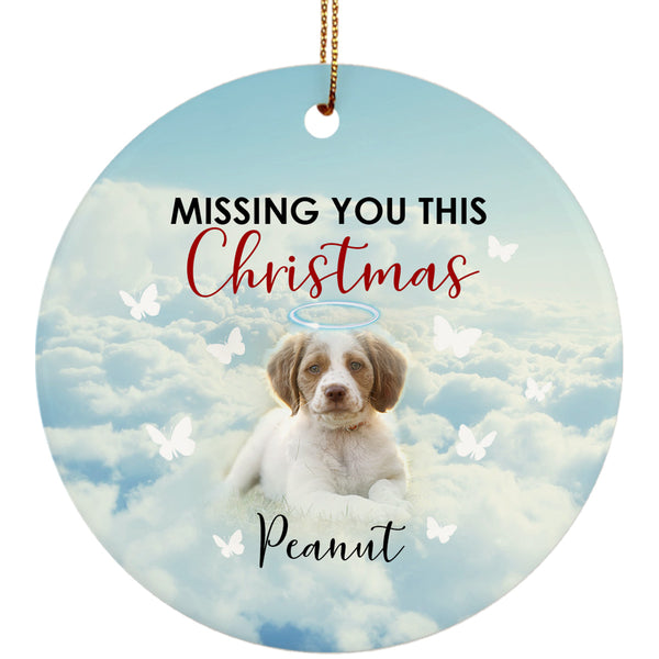 Missing You at Christmas - Pet Memorial Ornament Custom Photo| Christmas Ornament Remembrance for Loss of Dog, Loss of Cat, Pet Loss| NOM10