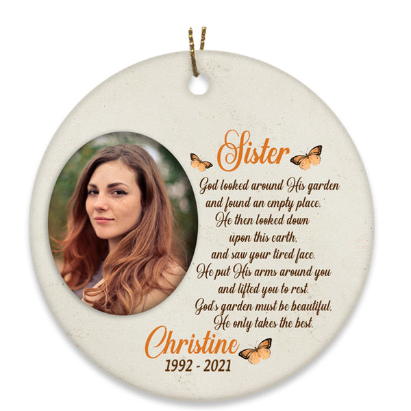 Sister Memorial Ornament - My Angel Sister, Christmas in Heaven, Remembrance Home Decor, Memorial Gift for Loss of Sister in Loving Memory| NOM91