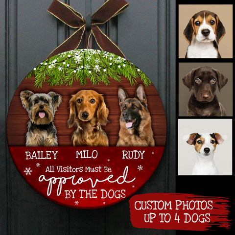 Custom Dog Welcome Sign - Funny Christmas Wooden Door Hanger for Dog Owners, X-mas Dog Sign Decor| NDH15