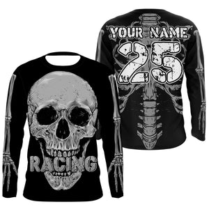 Skull Racing personalized jersey UPF30+ cool biker long sleeves skull riders motorcycle racewear NMS1065