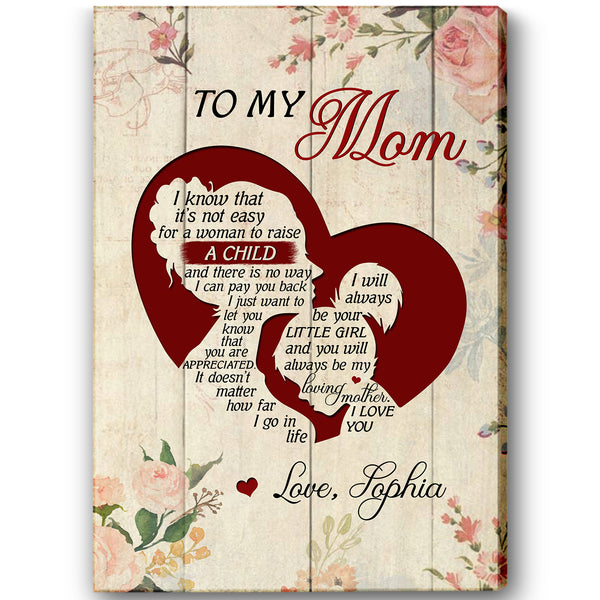 Personalized Mom Canvas - To My Mom Mother's Day Gift, I Love You Mom Birthday Christmas Wall Art| N2453