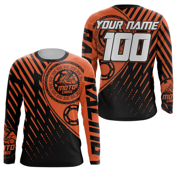 Custom orange motocross jersey UV protect kid&adult dirt bike sprocket chain MX racing off-road| NMS891