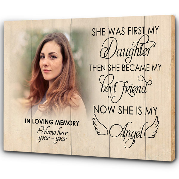 Daughter Remembrance| Personalized Memorial Canvas| Now She Is My Angel| Memorial Gift for Loss of Daughter, Loss of a Child| Remembrance Sympathy Gift| Bereavement Condolence| N2351