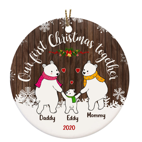 Our First Christmas Together Ornament - Custom Name Ornament Polar Bear Ornament for Family on Christmas| Christmas Ornament Christmas Decoration for Family| JOR12