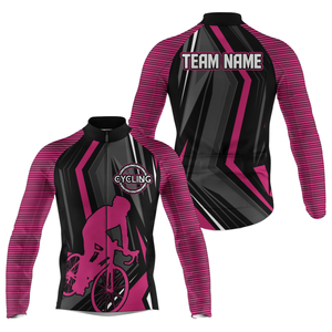 Custom Mens team road cycling jersey Pink cycle bicycling shirts Anti-UV Biking racing uniform| SLC64