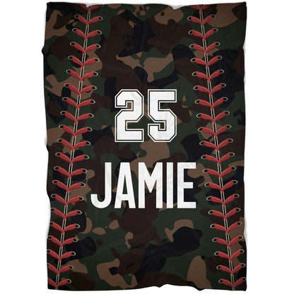 Baseball Personalized Blanket | Camo Baseball Customized Name Blanket for Baseball Player, Son| TB34
