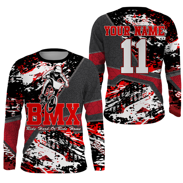 Custom Red BMX racing jersey UPF30+ stunt riding shirt Off-road Cycling gear| SLC82