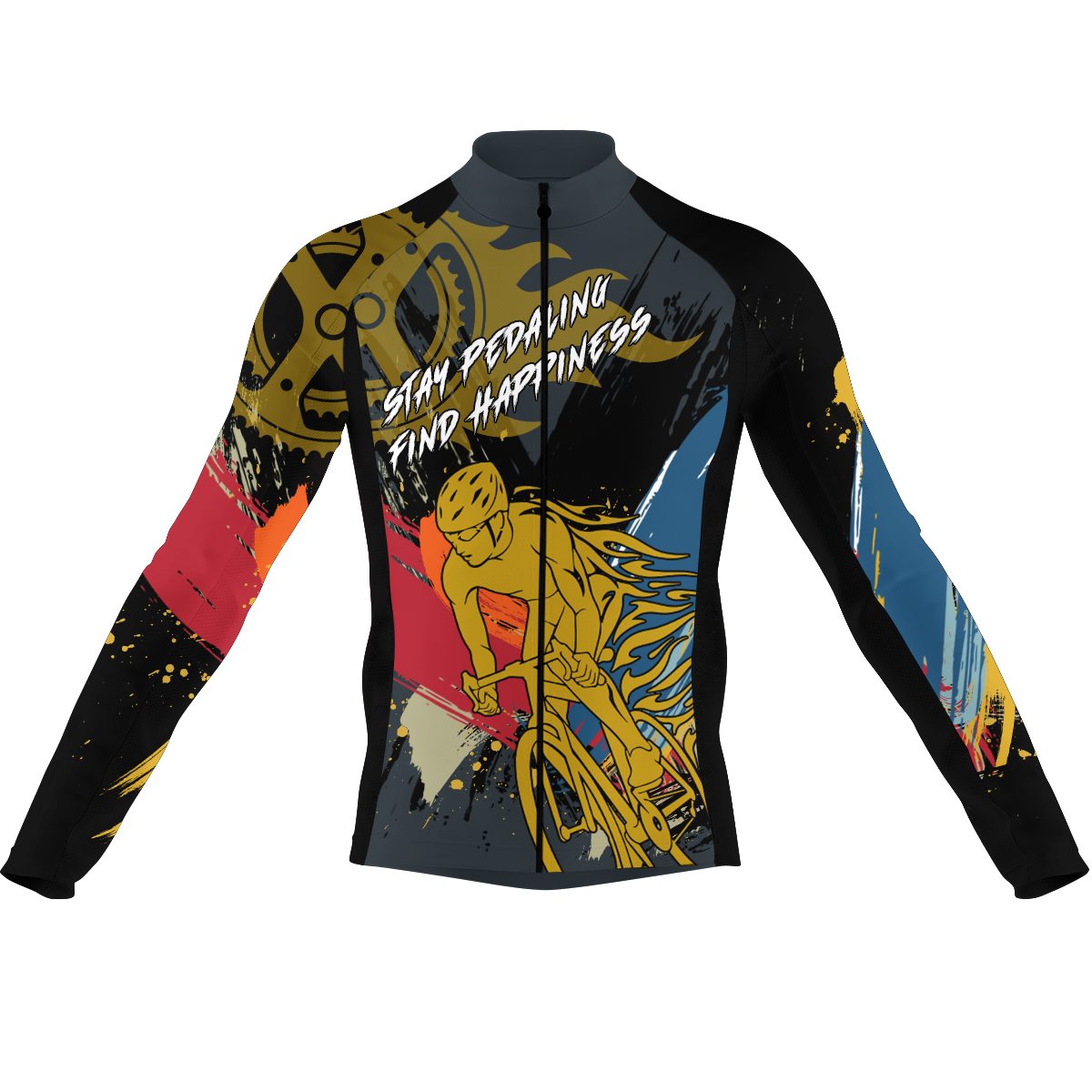 Stay pedaling find happiness sport Men Cycling Jersey Custom long sleeves road shirt | SLC03