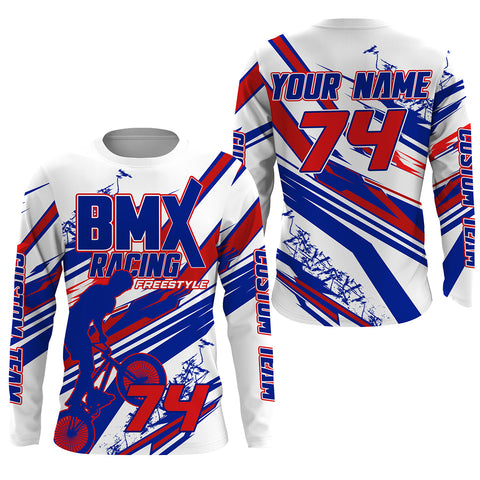 Blue BMX race gear Custom Lightweight UPF30+ sun shirt Adult kids extreme biking Cycling clothes| SLC109