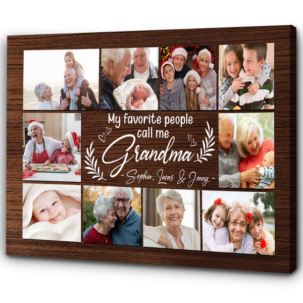 Grandma Personalized Canvas Photo Collage, Mothers's Day Gift for Grandmother, Nana Gift| N2489