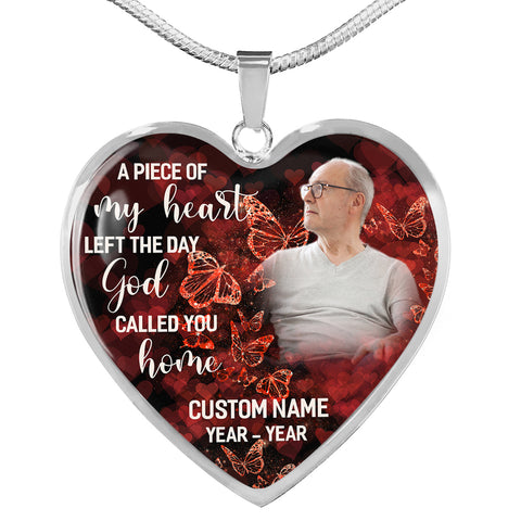 Custom rememberance necklace with photo| A piece of my heart| Memorial jewelry sympathy loss gift NNT25