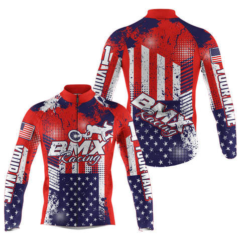 Custom BMX racing cycling jersey Cycle gear with 3 pockets Anti-UV full zipper American bike shirt| SLC73