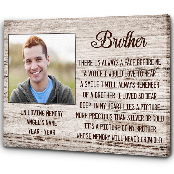 Brother Remembrance - Personalized Memorial Canvas| Memorial Gift for Loss of Brother| Sympathy, Bereavement Gift, Brother in Memory| N2145