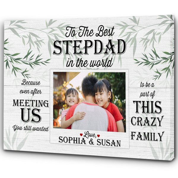 Best StepDad Ever Personalized Canvas Thank You Fathers Day Gift for Bonus Dad Step Father Gift| N2598