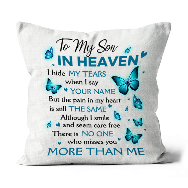 Son in Heaven Memorial Pillow Remembrance Son in Memory Sympathy Gift for Loss of Son 1-sided Print NPL59