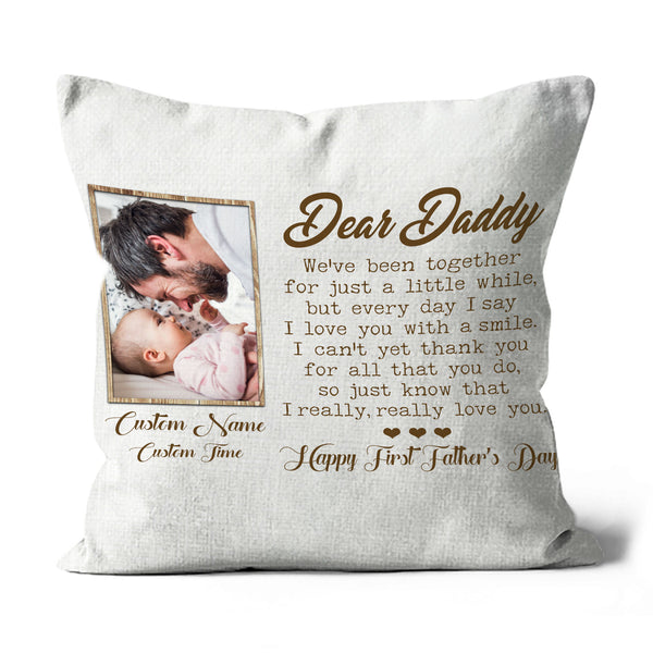 Personalized New Dad Pillow| Happy First Father's Day Gift for Husband, Expecting Dad, 1st Time Dad| JPL98