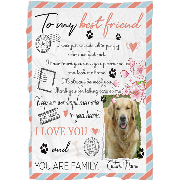 Personalized Dog Memorial Blanket| To My Bestfriend Fleece Blanket, Dog Remembrance, Dog Memory Gift, Sympathy Gift for Dog Owners, Dog Lover, Loss of Dog| JBD343