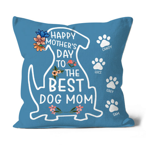 Personalized Best Dog Mom Pillow| Custom Gift for Dog Mom, Dog Lovers, Dog Mama Gift| JPL06