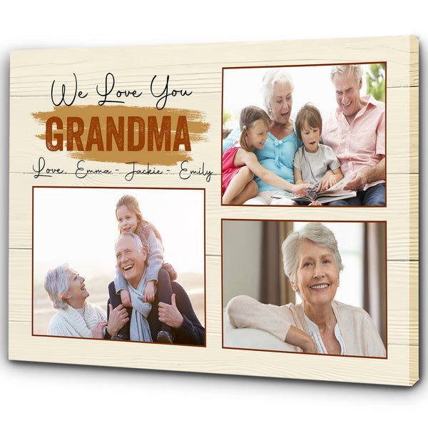 Grandma Personalized Canvas Custom Photo Collage, We Love You Grandma, Nana Mother's Day Gift| N2474