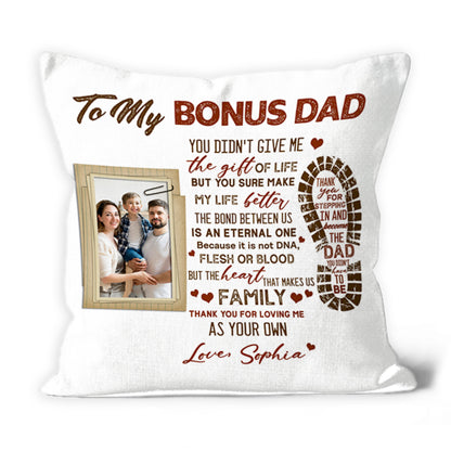 Bonus Dad Personalized Pillow (Insert Included) Fathers Day Gift Custom Pillow for Stepdad 1-side Print NPL129