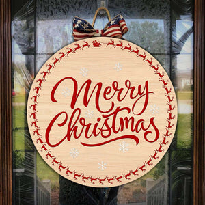 Christmas Door Hanger| Merry Christmas Door Hanger - Reindeer Door Hanger| Christmas Door Sign Holiday Decoration Wooden Door Hanger| Christmas Decoration Art Gift for X-mas| JDH03